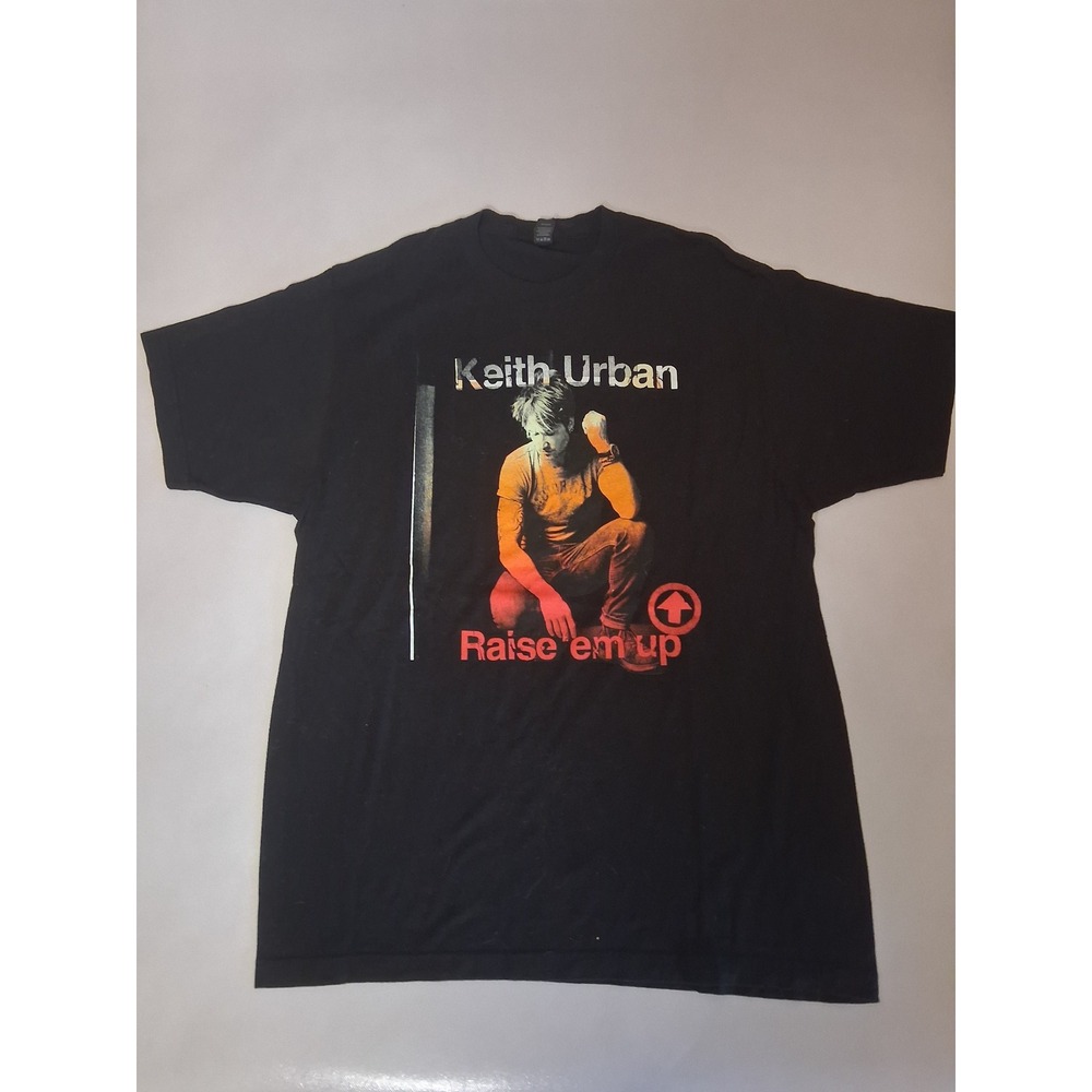 Keith Urban Raise Em Up 2014 Tour T-Shirt Mens Large Black Graphic Tee Concert